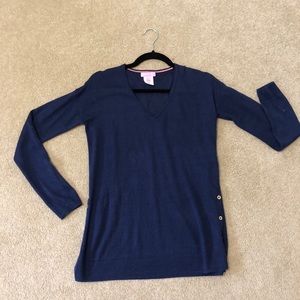 Lilly Pulitzer XS navy blue gold button sweater